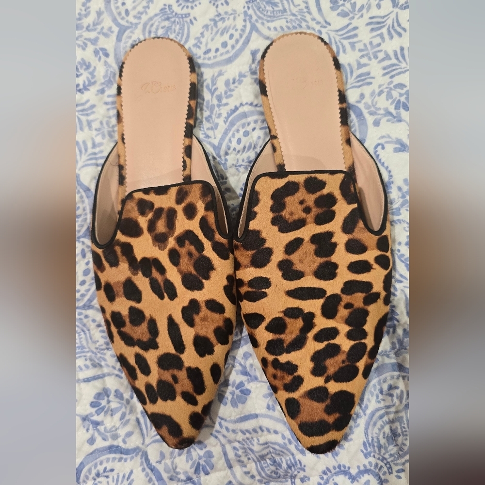 RARE J. Crew Leopard Print Mules calf hair - HTF size 11 - Picture 8 of 11